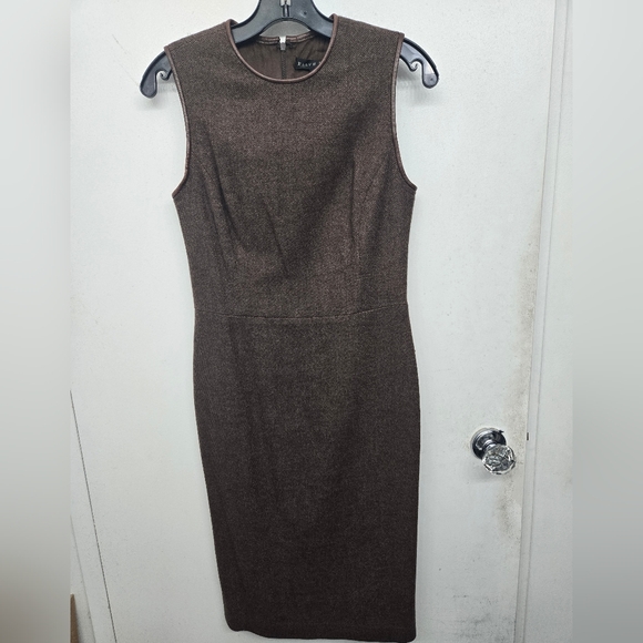 Ralph Lauren Dresses & Skirts - Elegant Ralph Lauren Wool Cashmere Brown Sleeveless Midi Dress w. Leather Sz. 4